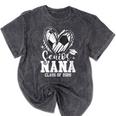 Women's Senior Nana Class Of 2026 Soccer Graduation Heart Mineral Wash Tshirts Mineral Black