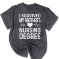 Women's I Survived My Brother's Nursing Degree School Graduation Mineral Wash Tshirts Mineral Black