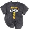Wrestling Senior Night Senior 2026 Faith Cross Graduation Mineral Wash Tshirts Mineral Black