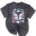 Y2K Butterfly Floppy Disk Art Digital Nostalgia Mineral Wash Tshirts Mineral Black