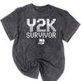 Y2K Survivor 2000s Nostalgia Retro Vintage Nostalgic Premium Tri-Blend Mineral Wash Tshirts Mineral Black
