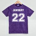 122 January 22 Birthday Wedding Graduation Event Date Mineral Wash Tshirts Mineral Purple