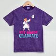 1st Grade Graduation Dabbing Unicorn Lover T-Shirt Kids Mineral Wash Tshirts Mineral Purple