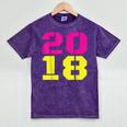 2018 Big Neon Numbers For The New Year Or Graduation Mineral Wash Tshirts Mineral Purple