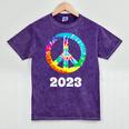2023 Graduation Class Year Tie Dye Peace Sign Graduate Shirt Mineral Wash Tshirts Mineral Purple