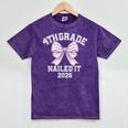 4th Grade Bow 2026 Fourth Grade Graduation Mineral Wash Tshirts Mineral Purple