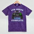 4th Grade Level Complete Gamer 4 Grade Graduation Mineral Wash Tshirts Mineral Purple