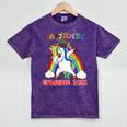 5th Grade Graduate Class 2021 Dabbing Unicorn Graduation Mineral Wash Tshirts Mineral Purple