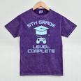 5th Grade Level Complete Fifth Grade Gamer Graduation Day Mineral Wash Tshirts Mineral Purple