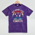 5th Grade Level Complete Gamer Graduation Boys Class Of 2024 Mineral Wash Tshirts Mineral Purple