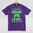 5th Grade Level Unlocked Back To School Gamer Graduation Mineral Wash Tshirts Mineral Purple