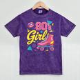 80's Girl Roller Skates Skating Eighties 1980s Nostalgia Mineral Wash Tshirts Mineral Purple