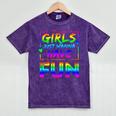 80's Girls Just Wanna Have Fun Nostalgia 1980s Style Premium Tri-Blend Mineral Wash Tshirts Mineral Purple