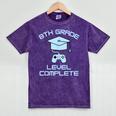 8th Grade Level Complete Eighth Grade Gamer Graduation Day Mineral Wash Tshirts Mineral Purple