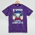 8th Grade Level Complete Graduation Class 2023 Gamer Boys Mineral Wash Tshirts Mineral Purple