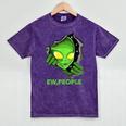 Alien Face Ew People UFO Introvert Meme Men Women Kids Mineral Wash Tshirts Mineral Purple