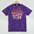 Anti Social Moms Club On Back Retro Introvert Unsociable Mineral Wash Tshirts Mineral Purple