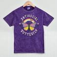 Antisocial Butterfly Tees For Introvert Men Women Girls Mineral Wash Tshirts Mineral Purple