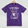 Antisocial Introvert Cat Coffee Sarcastic Attitudes Graphic Mineral Wash Tshirts Mineral Purple