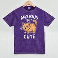 Anxious But Cute Anxiety Meme Cat Lover Introvert For Men Women Mineral Wash Tshirts Mineral Purple