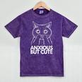 Anxious But Cute Anxiety Meme Cat Lover Introvert Mineral Wash Tshirts Mineral Purple