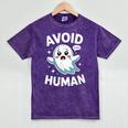 Avoid Humans Cute Kawaii Pastel Ghost Introvert Saying Mineral Wash Tshirts Mineral Purple