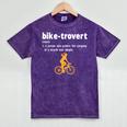 Bike-Trovert Bicycle Humor Definition Introvert Mineral Wash Tshirts Mineral Purple