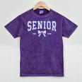 Blue Bow Coquette Floral Senior 2026 Graduation Class Mineral Wash Tshirts Mineral Purple
