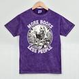 More Books Less People Introvert Skeleton Reading Mineral Wash Tshirts Mineral Purple