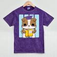 Bulldog Anime Pup Graduation Mineral Wash Tshirts Mineral Purple