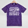 Calm Down I Have A Bachelor's Degree Graduation Fun T-Shirt Mineral Wash Tshirts Mineral Purple