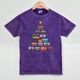 Cassette Tape Christmas Tree Graphic 80s 90s Retro Nostalgia Mineral Wash Tshirts Mineral Purple