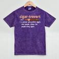 Cigar-Trovert Cigar Smoking Humor Definition Introvert Mineral Wash Tshirts Mineral Purple