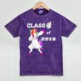 Class Of 2018 Graduation Him Her Unicorn Dabbing Shirt Mineral Wash Tshirts Mineral Purple
