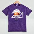 Class 2021 Graduation Senior Basketball Player Mineral Wash Tshirts Mineral Purple