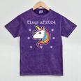 Class Of 2024 Graduation Year Unicorn Tee Shirt Mineral Wash Tshirts Mineral Purple