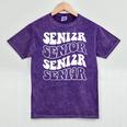 Class Of 2024 High School Senior Graduation Groovy Wave Mineral Wash Tshirts Mineral Purple
