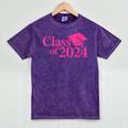 Class Of 2024 Pink For Girls And Women Graduation Mineral Wash Tshirts Mineral Purple