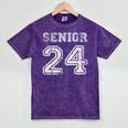 Class Of 2024 Senior Graduation Tee Back To School Vintage Mineral Wash Tshirts Mineral Purple