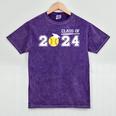 Class Of 2024 Senior Softball Player Graduation Mineral Wash Tshirts Mineral Purple
