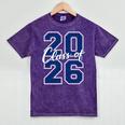 Class Of 2026 Graduation Varsity Navy Blue Letters Premium Tri-Blend Mineral Wash Tshirts Mineral Purple