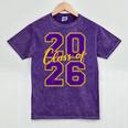 Class Of 2026 Graduation Varsity Purple Yellow On The Back Mineral Wash Tshirts Mineral Purple
