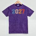Class Of 2027 Graduate Shirts For Men Women Graduation Retro Mineral Wash Tshirts Mineral Purple