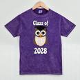 Class Of 2028 TShirt Back To School Graduation Year Boy Girl Mineral Wash Tshirts Mineral Purple