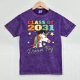 Class Of 2031 Magical Unicorn Graduation Cap Mineral Wash Tshirts Mineral Purple