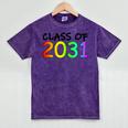 Class Of 2031 Pre-K -12th Grade Hand Prints Space Graduation Mineral Wash Tshirts Mineral Purple