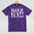 Class Of 2034 Preschool Graduation Pre-K Kindergarten Kids Mineral Wash Tshirts Mineral Purple