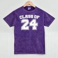 Class Of 24 2024 School Tee Shirt Graduation Class Party Mineral Wash Tshirts Mineral Purple