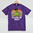 Class Of Dinosaur Apparel 2024 Graduation Graduate Dino Boy Mineral Wash Tshirts Mineral Purple