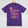 Coquette Pink Bow Flowers Senior 2026 2027 Graduation Mineral Wash Tshirts Mineral Purple